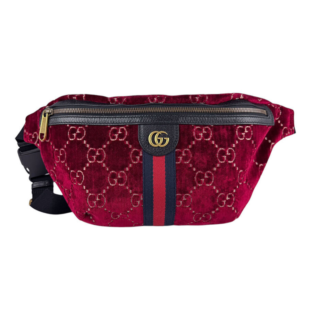 Gucci Waist Bag Belt Velvet Red